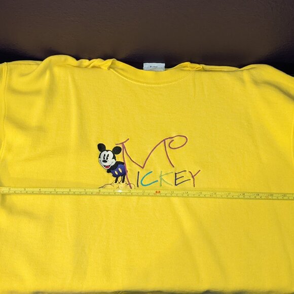 Vintage Yellow Mickey Mouse Sweatshirt Size Large - Picture 6 of 12